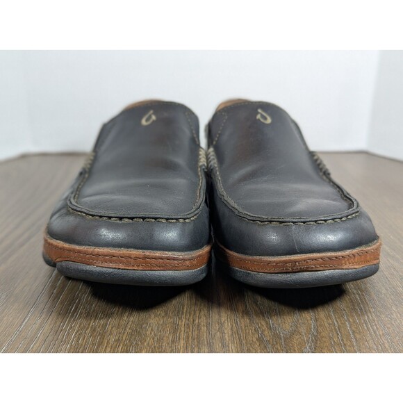 OluKai Moloa Slip On Leather Loafers Shoes Mens 10 Black Comfort Casual Logo main image 9